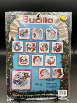 Bucilla Santa Collage- Counted Cross-Stitch Ornament Kit