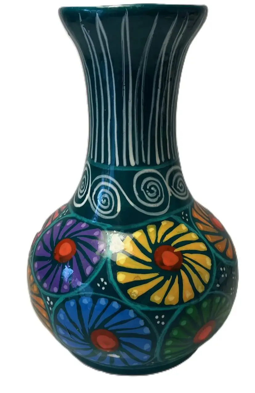 Telavera Mexican Colorful Pottery Vase 6"