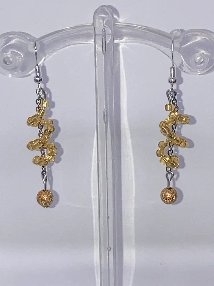 2 Day Sale! 🎉🎄🎉 Gold Plated Ball And Glass Beads 2 1/2” Drop Earrings! 925 Stamped Untested Hooks.  Made By Me!