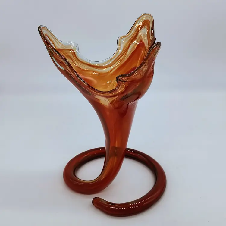 Vtg Handmade Swung Art Glass Vase