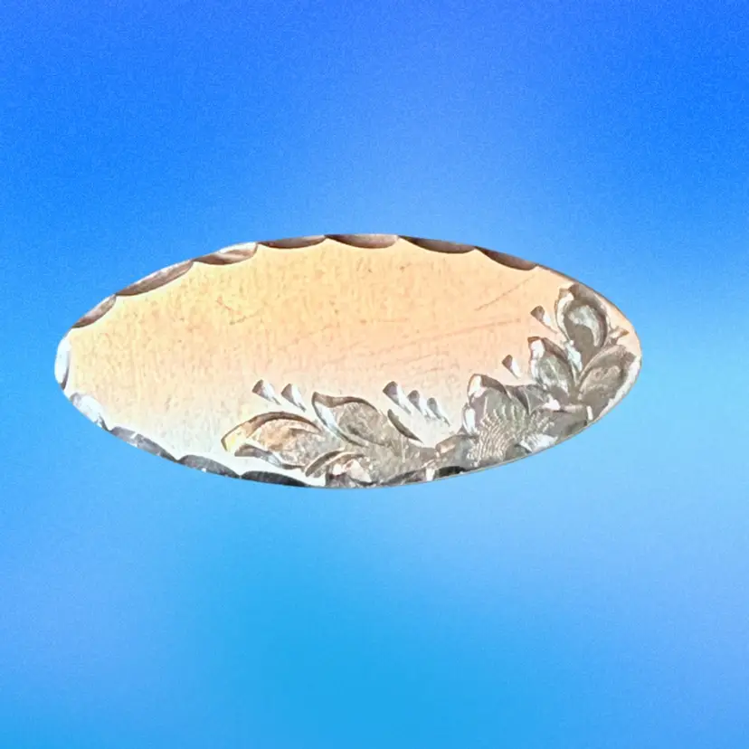 Vintage Signed Beau Sterling Oval Floral Etched Brooch