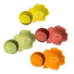 Set Of 5 Early Plastic Hoffman Industries Made In USA Coaster Snack Trays Vintage