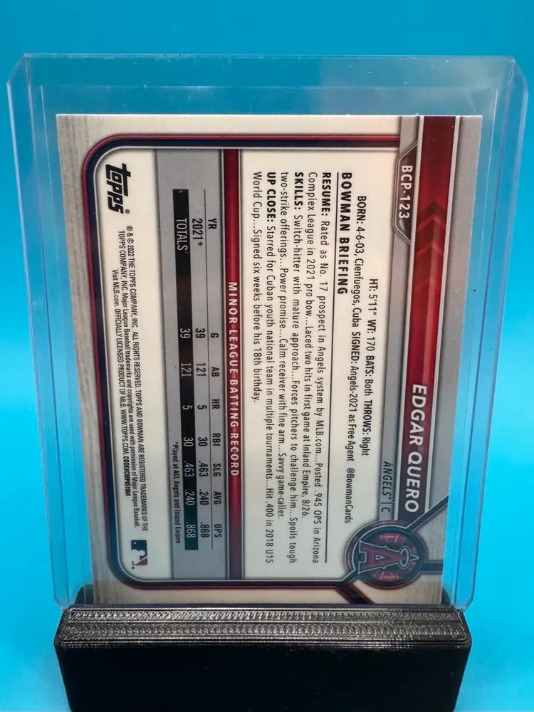 Edgar Quero 1st Bowman Sapphire Chicago White Sox