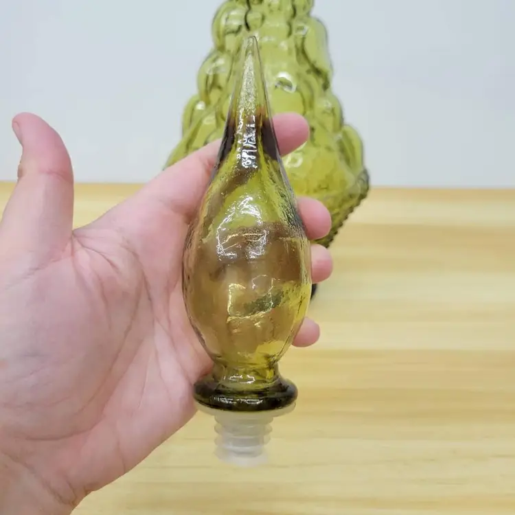 Stunning Vintage Blenko Empoli Glass Genie Bottle with Stopper