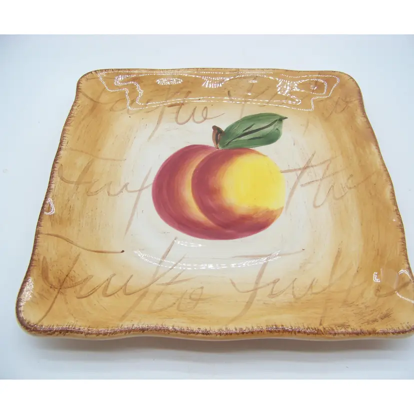 El Camino Square Plate Hand Painted Peach