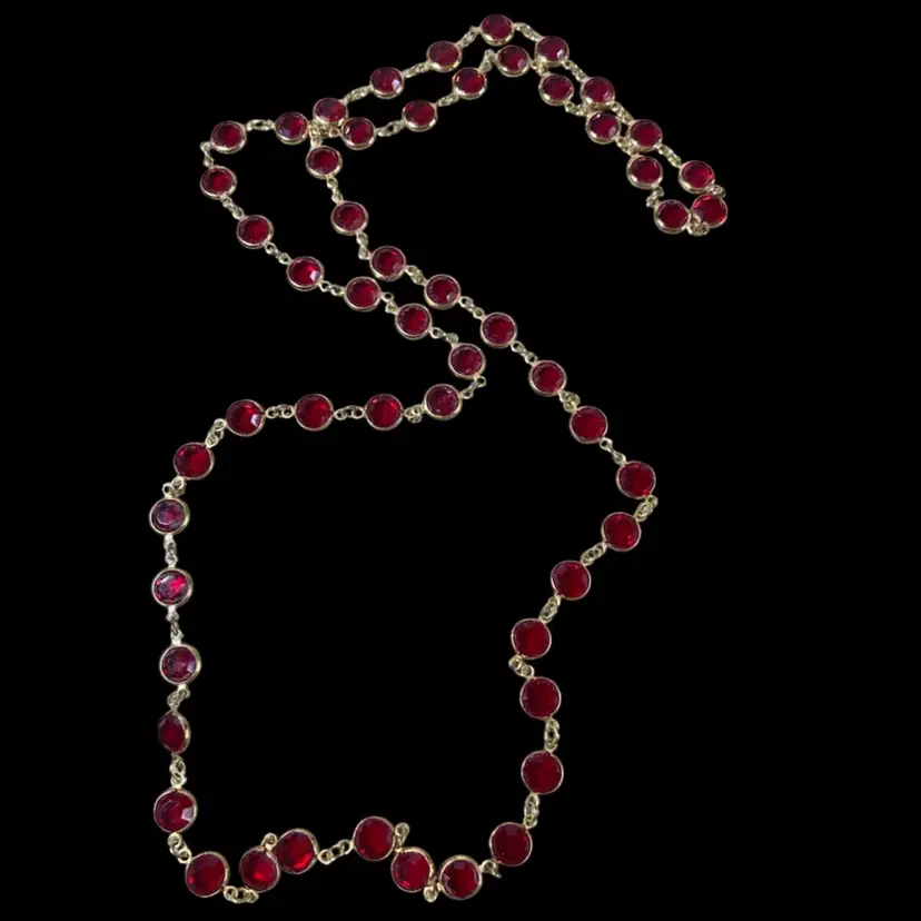 Swarovski Gold Tone Red Stone Necklace