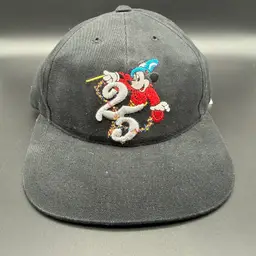 Vintage Disney 25th Anniversary Hat Cap Sorcerer Mickey Black Snapback 90s NWT