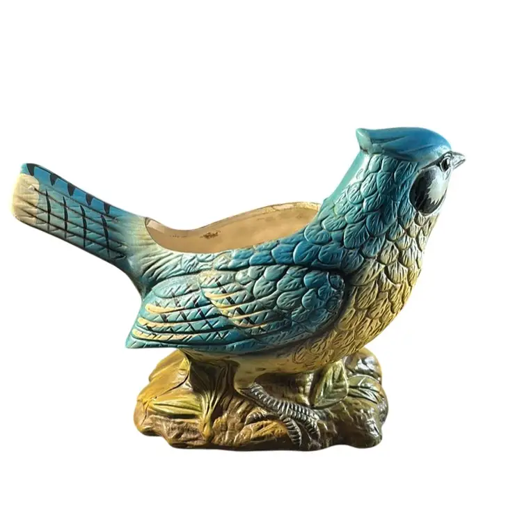 Inarco Japan Ceramic Blue Jay Planter 7.5”