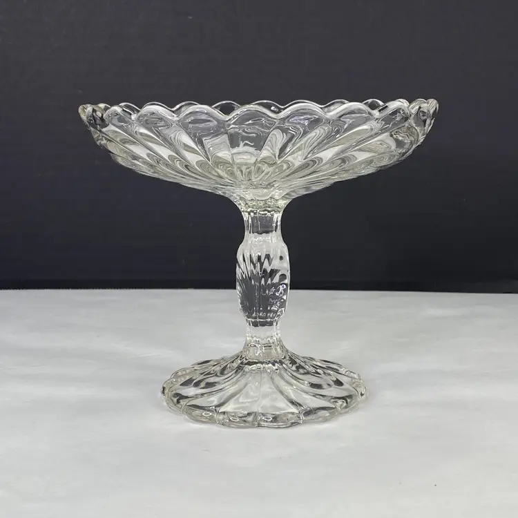 Vintage Cambridge Caprice Round Compote Clear Pedestal Dish