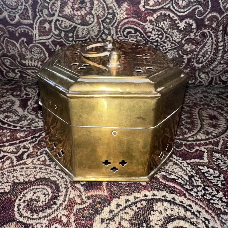Vintage Brass Cricket Trinket Box Hinge Lid Footed Handle & Latch MCM India