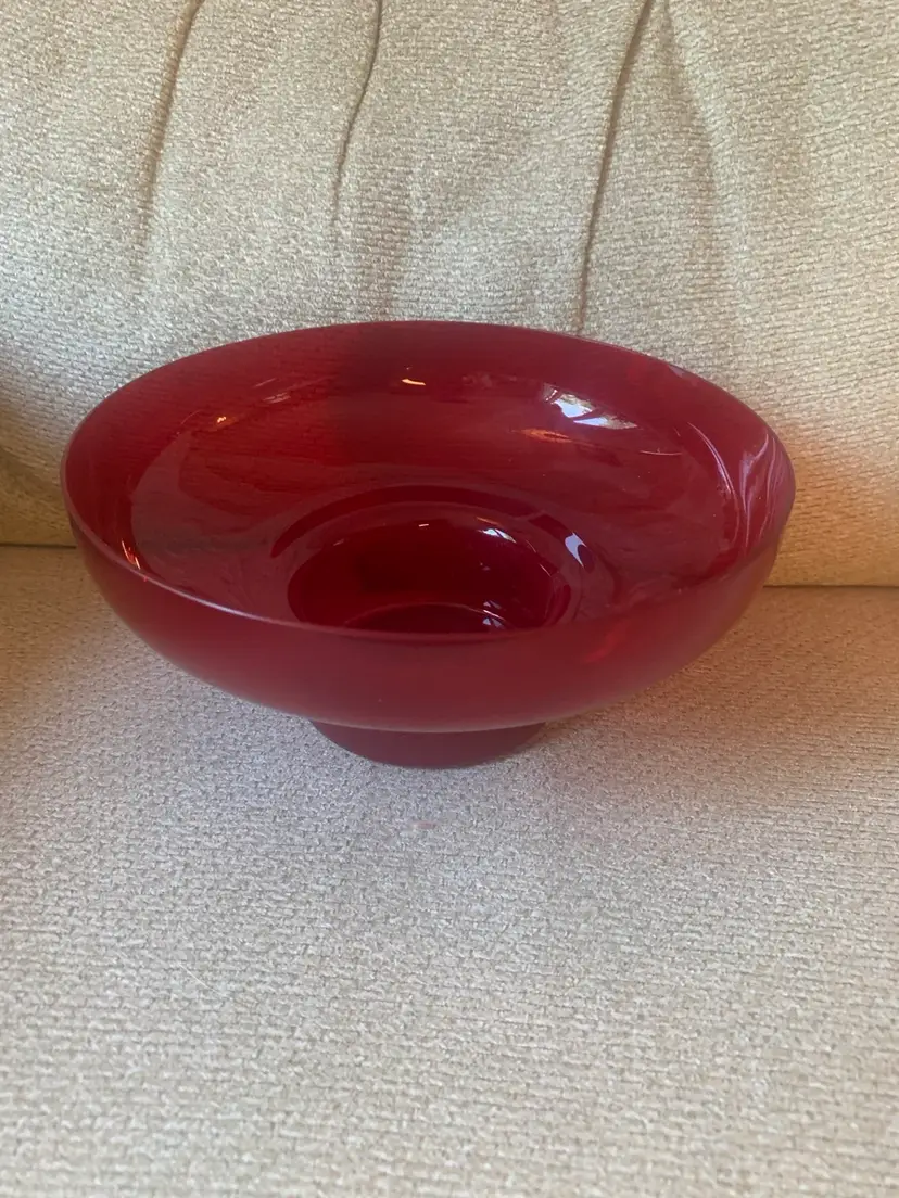 Art Glass Red Console Bowl