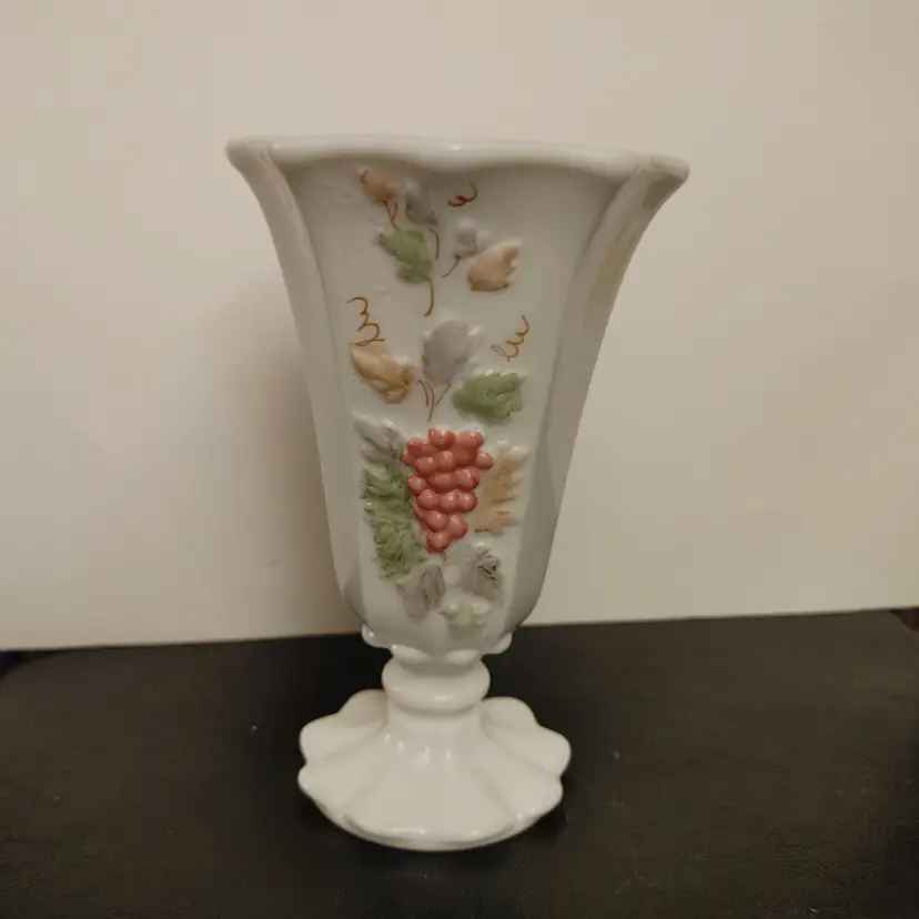 Westmoreland Paneled Grape milk glass Vase. No chips or cracks. 6 inches high.
