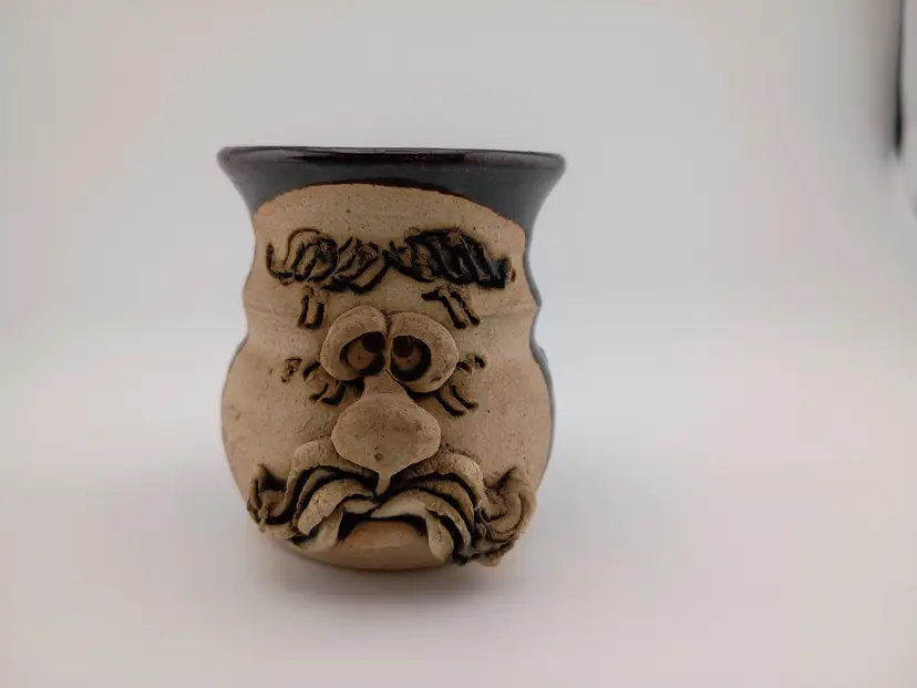 Ugly face studio pottery toothpick holder