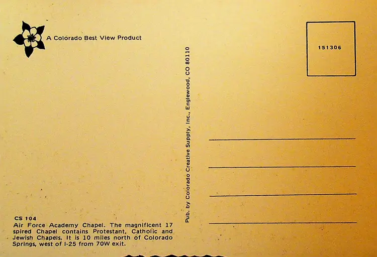 Air Force Academy Chapel Unused Postcard