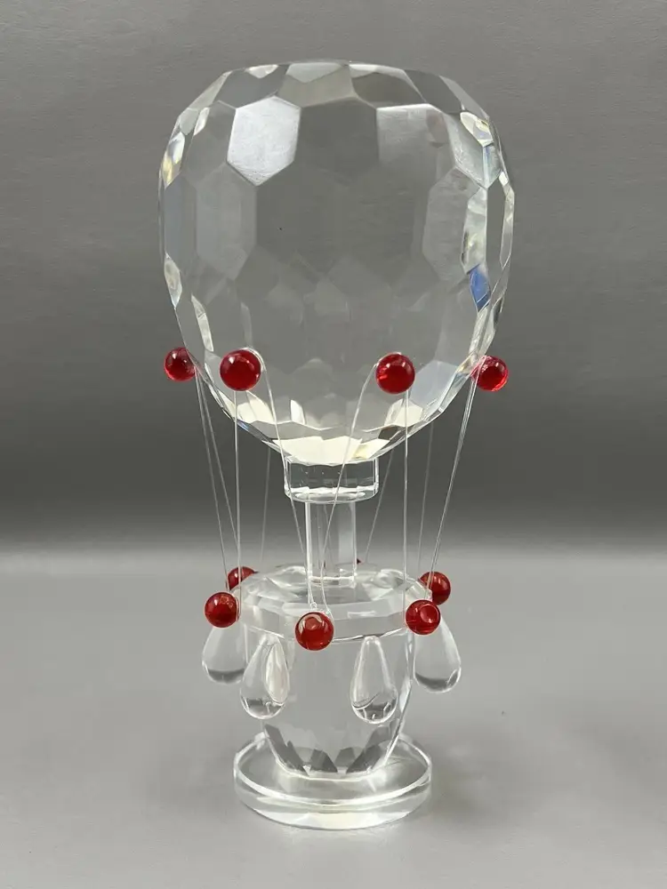 Shannon Crystal Designs Hot Air Balloon Paperweight Red Crystal Accents 6.25" Figurine