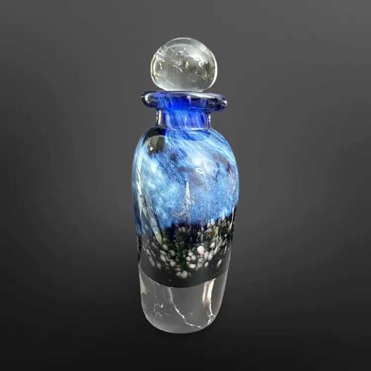 Buzz Williams Art Glass Bottle With Stopper 1987 Oregon Glass Artist Alder House Glass Blowing Studio