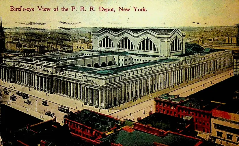 Pennsylvania Railroad Depot New York City Postcard 1917