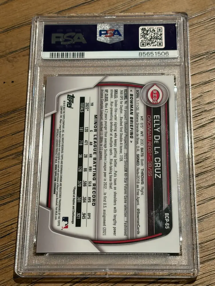 2023 Elly De La Cruz Bowman Sapphire Chrome Prospects Aqua Refractor /55 Cincinnati Reds