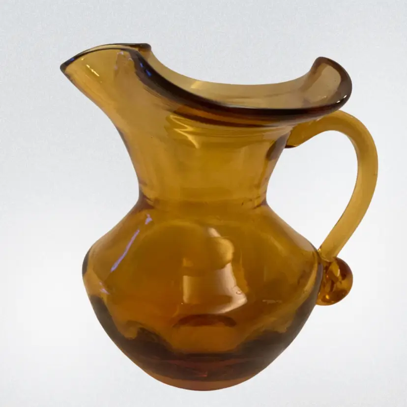 Vintage Amber Glass Pitcher -5”
