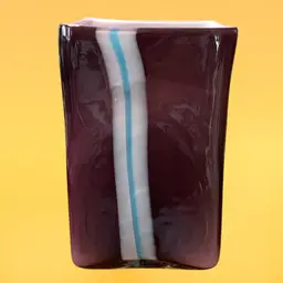 05. VINTAGE ART GLASS STUDIO MODERN PURPLE BLUE WHITE VASE PLANTER