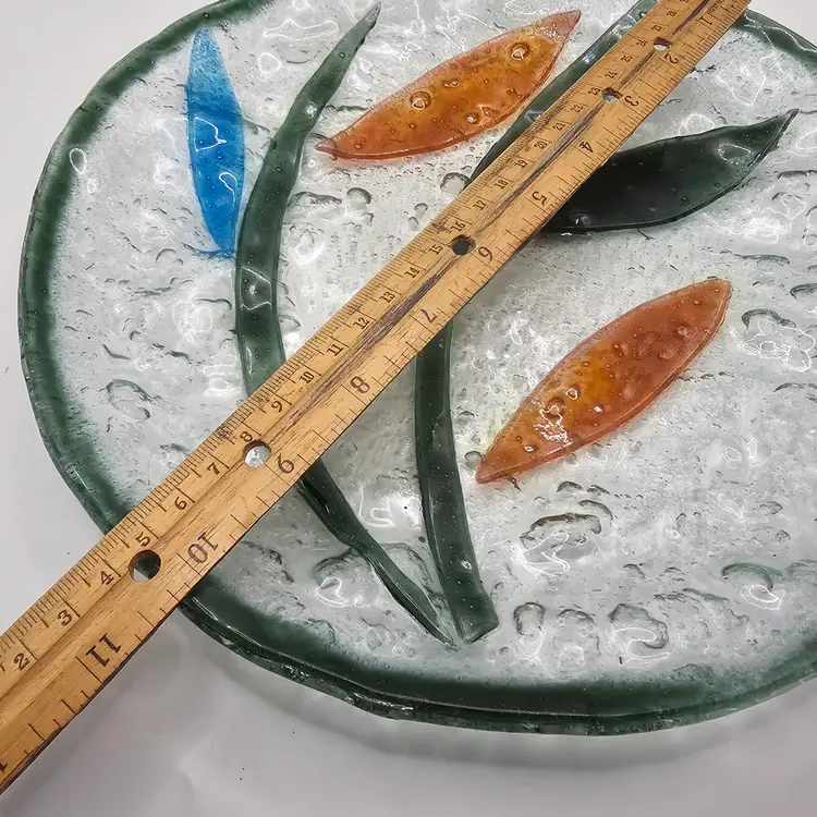 Studio Art Glass Plate Dish leaf design 10"