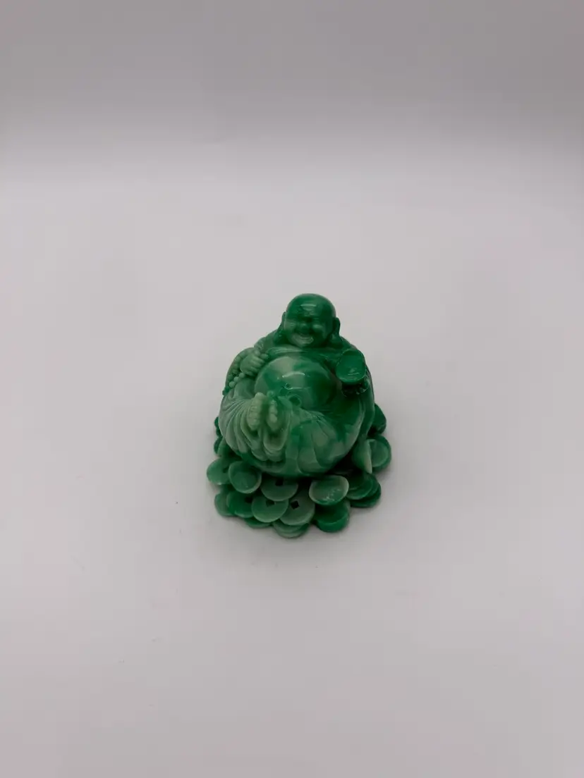 Vtg. Laughing Feng Shui Buddha Resting On Good Fortune Figurine Paperweight