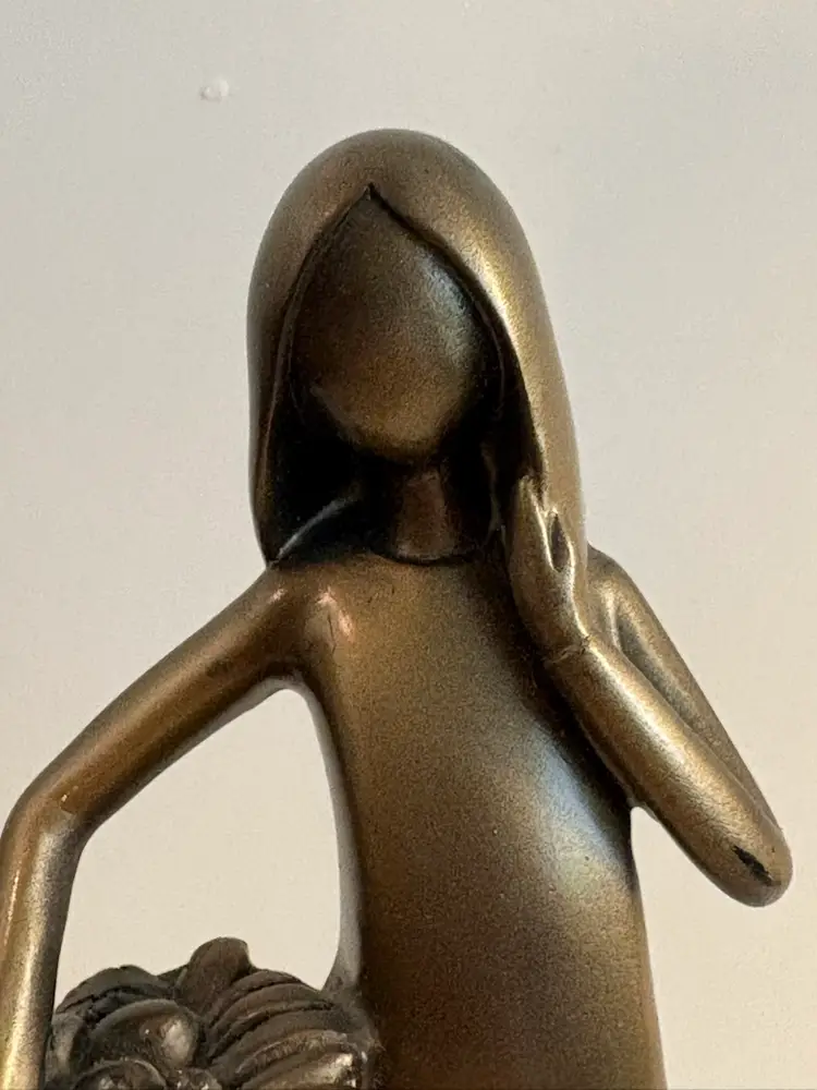 Haley Max Collection "Beauty" Gold Metallic woman holding A Fruit Basket