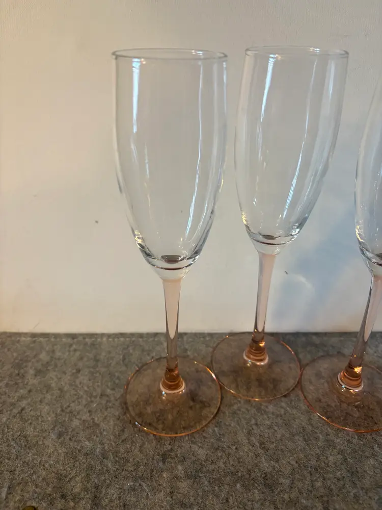 3 Peach Luminarc Champagne Glasses  # 3162