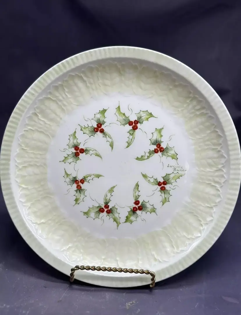 Vintage PONTESA Ironstone Made In Spain Plate Holly Berry Replacement RARE