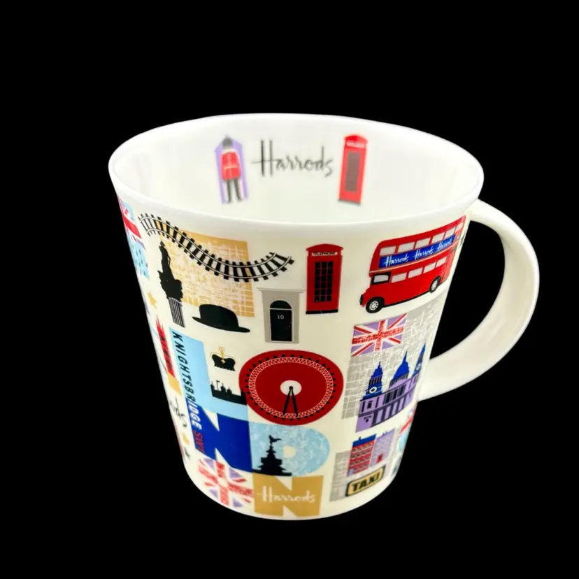 Harrods Bone China Coffee/Tea Mug 4” Tall x 5” Across At The Handle