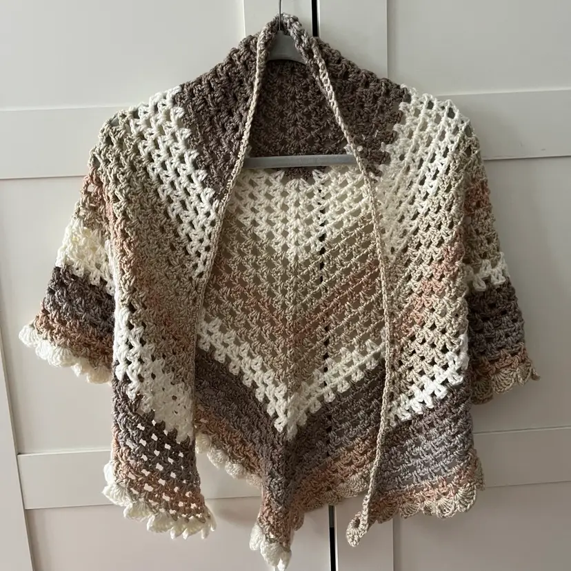 Crocheted Triangle Shawl 60”x48”x48”
