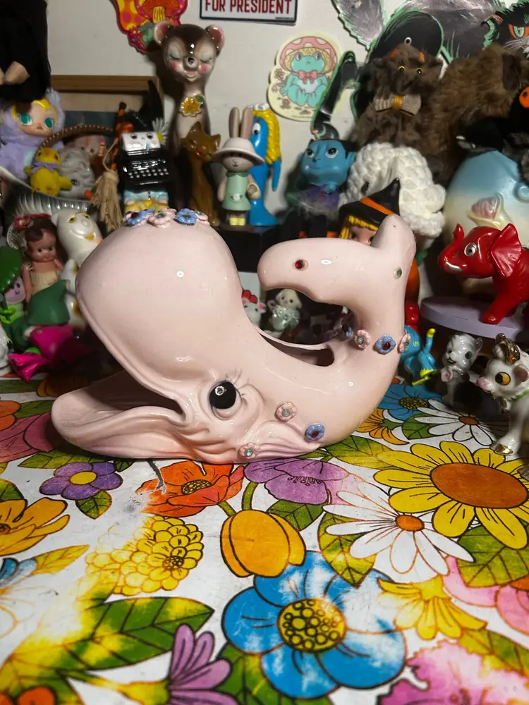 Vintage Kriess Pink Pastel Whale Bathroom Caddy