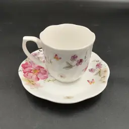 Vtg Guang Yang Fine Porcelain Demitasse Teacup and Saucer Set