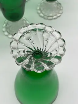 Lot Of 6 Vintage Anchor Hocking Green Burple Goblets, Water Glasses