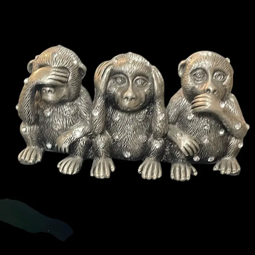 Vintage Wise Monkeys With Crystals