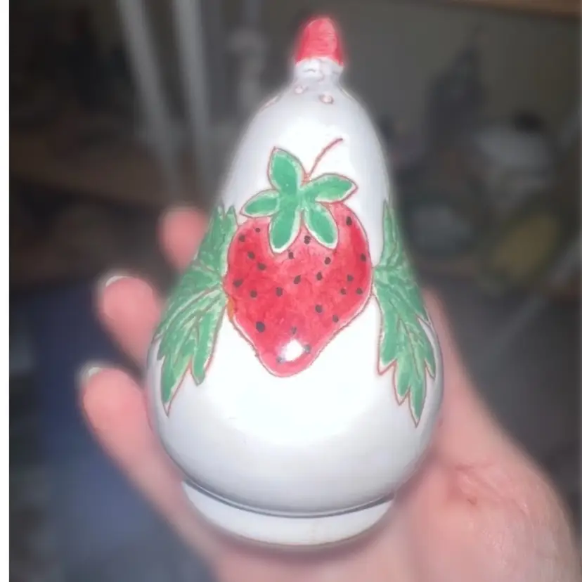 Italian Sgraffito Pottery Strawberry Sugar Shaker 4”