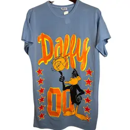 New Vintage 1992 Daffy Duck Basketball Nightgown Shirt OSFM XS-L Light Blue