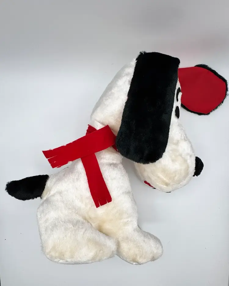 Vintage Sears Roebuck Snoopy Dog Stuffed Animal Felt eyes brows mouth Red Scarf