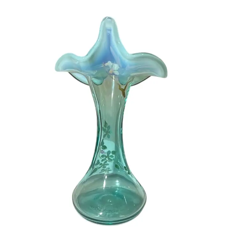 2010 "Spring Song On Robin’s Egg Blue " Tulip Vase #7255 U6 - Signed & Dated By Artist & Mike Fenton - 11”