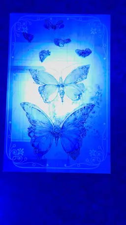 Blue Purple Butterflies Postcard, Unused **UV Reactive**