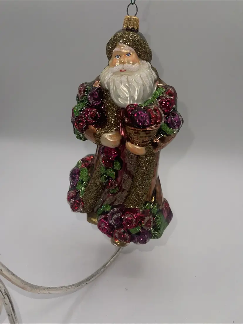 VTG Dillard's Trimmings  SANTA  CLAUS Hanging Christmas Ornament 7" Poland Blown