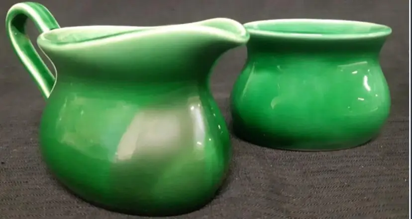 MCM Vintage Green Ceramic Cream and Sugar Cups