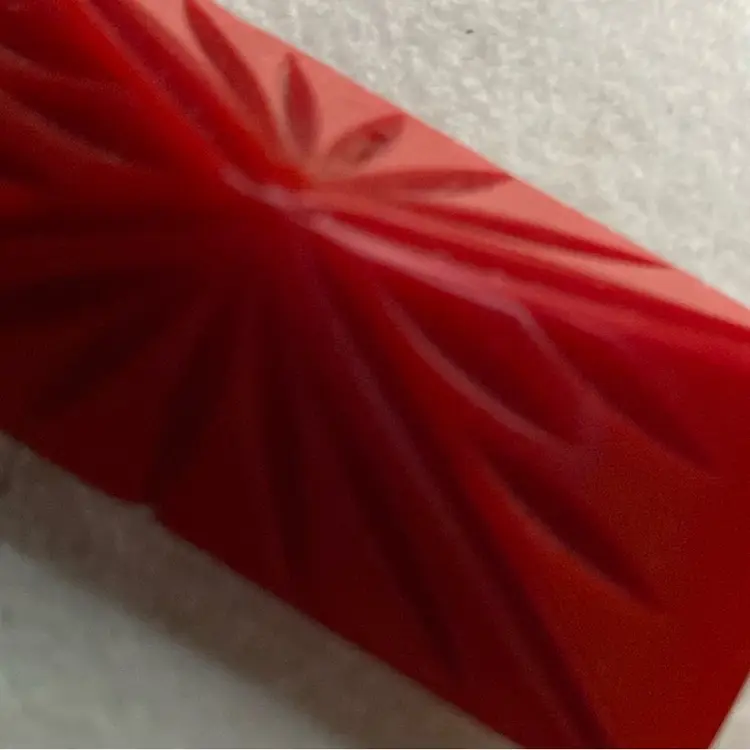 Red Vintage Hand Carved Bakelite Brooch