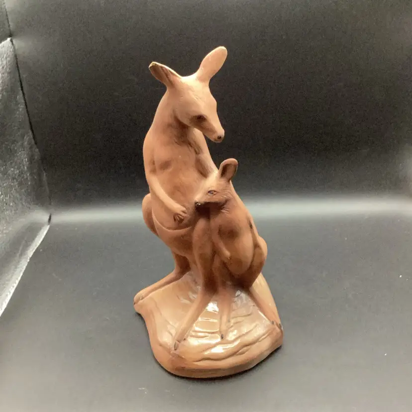 Homemade Pottery Tall Kangaroo With Baby