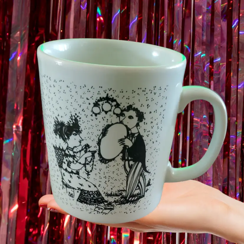 Vintage Bjorn Wiinblad September Saison Start Coffee Mug Black/White Danish Art