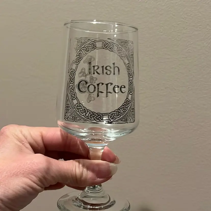 Set Of 4 Vintage Irish coffee after dinner drink Glasses from the 1970s some Slight fade of the black