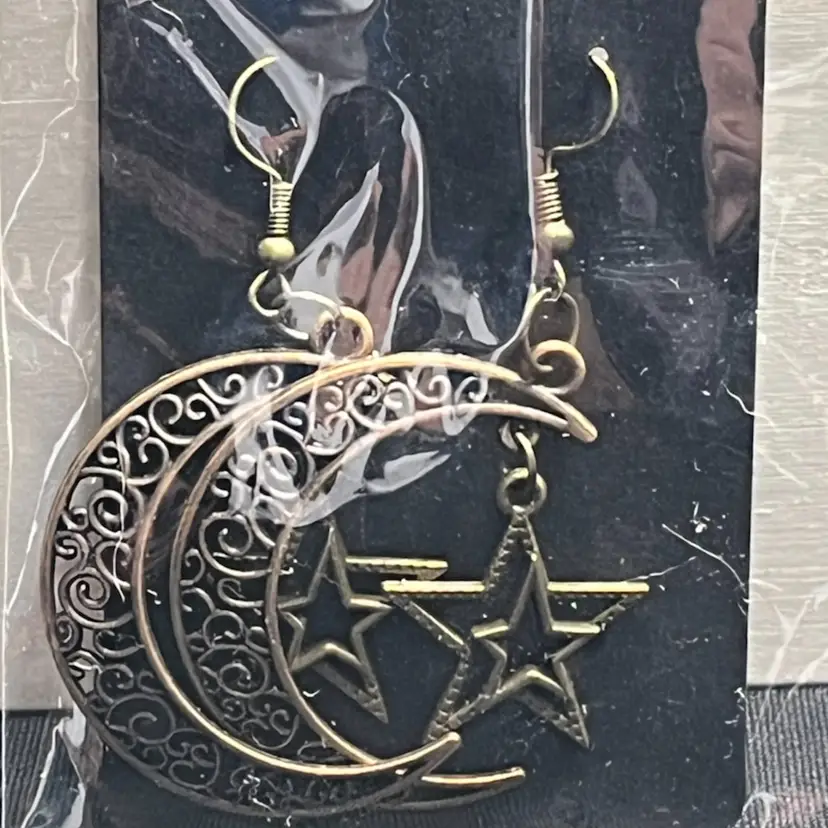 Metal Moon And Stars Earrings Made By Me As Pictured