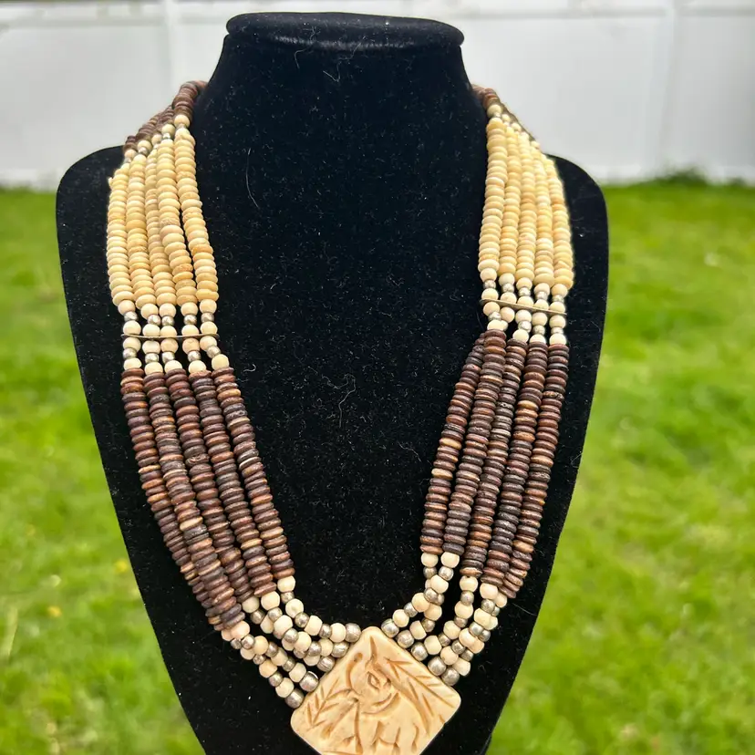 Tribal Elephant Necklace Carved Bone?