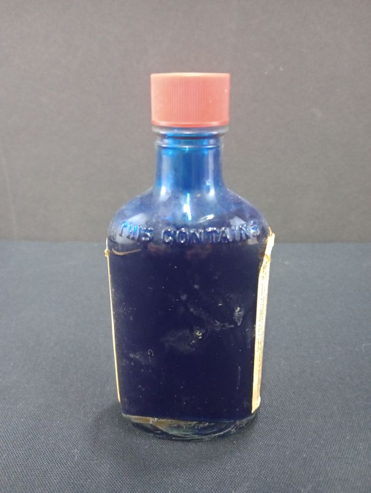 Vintage Mrs Stewarts Liquid Bluing Filled Glass Bottle 5.5" tall