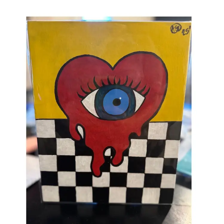 Drippy heart Hand-painted Cartoon/ Eccentric Art